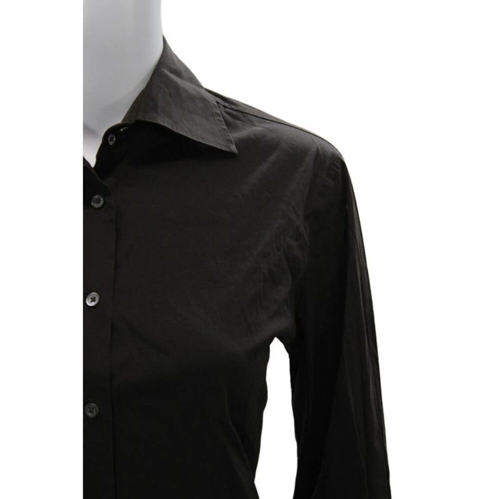 Alara Women Basic Collared Black Button-Up Long Sleeve Top Size M - Picture 2 of 7